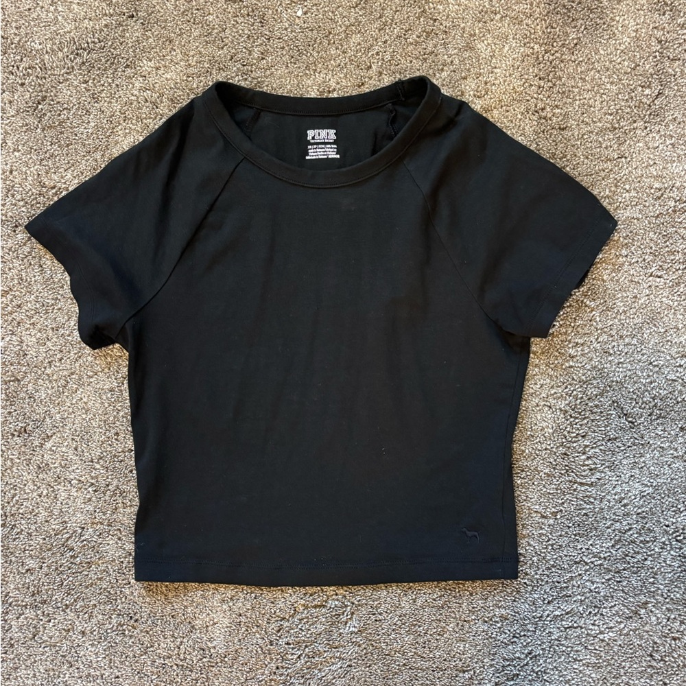 Victoria's Secret Black Fitted Crop T-Shirt